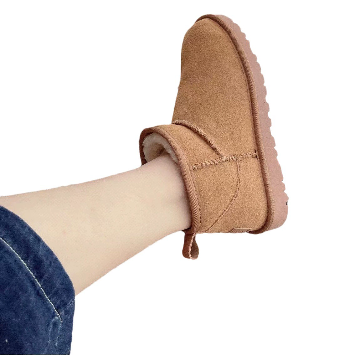 Прямая трансляция взрыва микробизнеса на фабрике Чжоу Дунъюй с мини-сапогами, зимними сапогами, Зимняя Теплая мужская и женская обувь из воловьей кожи с низким стволом