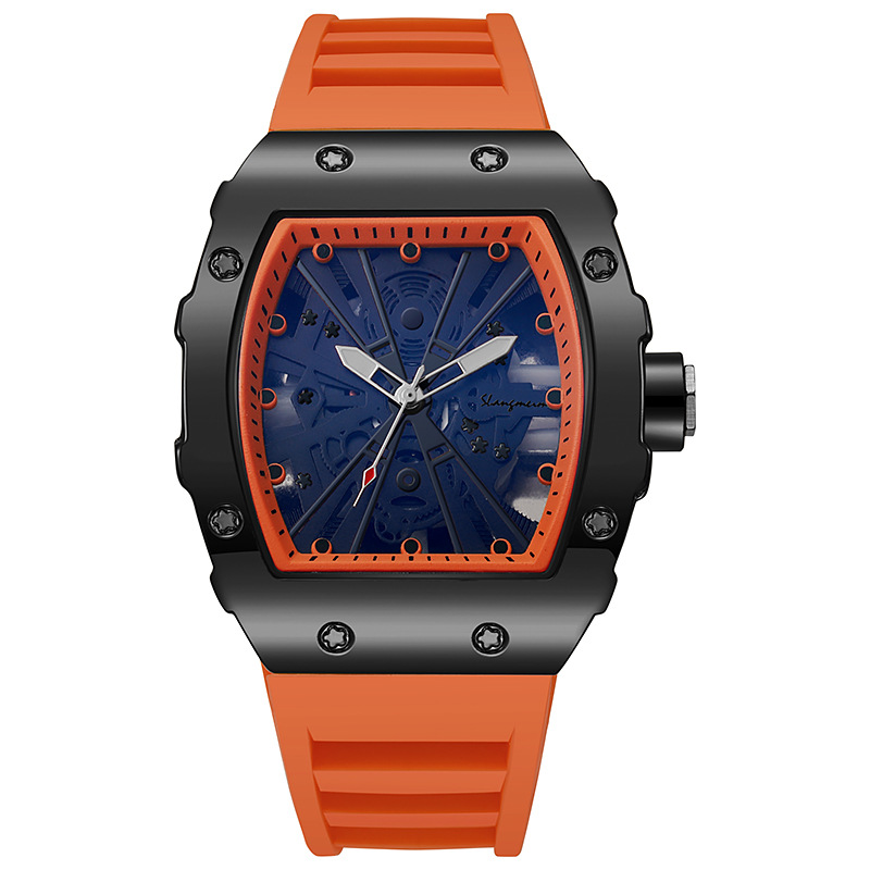 Shangmei marca nueva tendencia de moda dominante de alto valor estrella de cinco puntas luminosa reloj de hombre en forma de barril de negocios