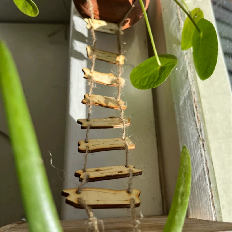 Деревянный сказочный мост с веревочной лестницей для украшения дома, двора, сказочного сада, микроландшафта, реквизит для съемки и декора