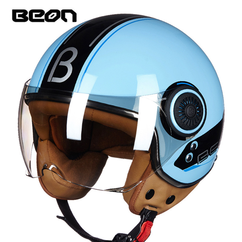 Casco de Motocicleta Beon para Primavera y Verano, Elegante y Moderno para Hombres y Mujeres, Casco Medio para Scooter Eléctrico, Estilo Retro Ligero de Media Cara.