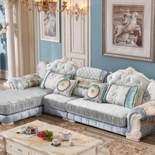 欧式布艺沙发组合客厅转角贵妃简欧科技布沙发简约大小户型全实木