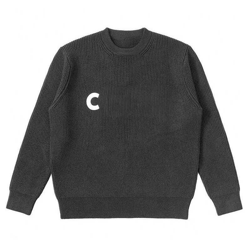 스웨터 코트 남자와 여자의 게으른 스타일 편지 니트 스웨터 가을 홍콩 스타일 풀오버 긴 소매 느슨한 중간 길이 블랙 탑