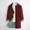 Wine red/cyan mid -long single coat