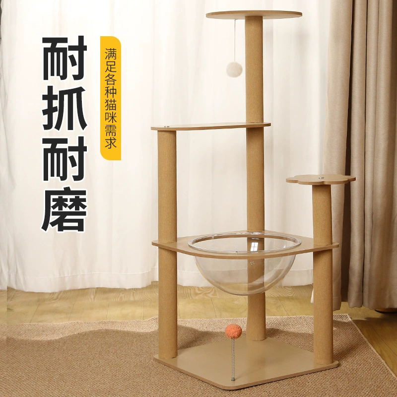 Cat climbing frame vertical sisal scratching post multi-layer climbing frame space capsule cat jumping platform summer hammock cat frame cat scratching board