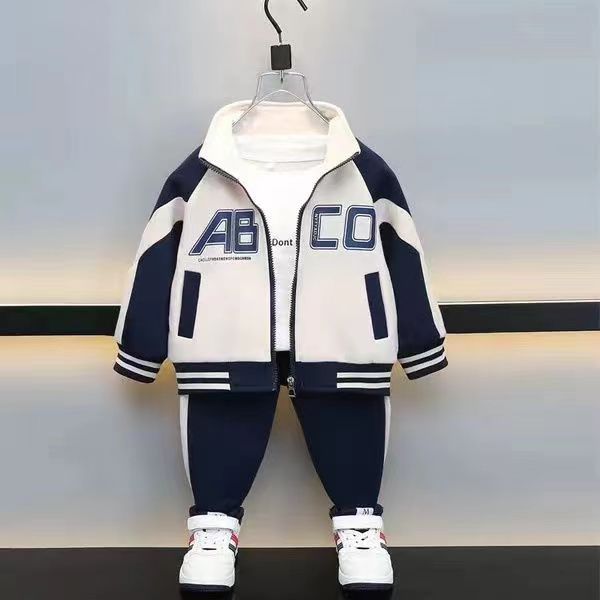 Small and medium-sized sports set, autumn handsome children's Korean version jacket, wearing baseball jersey_voghion.com