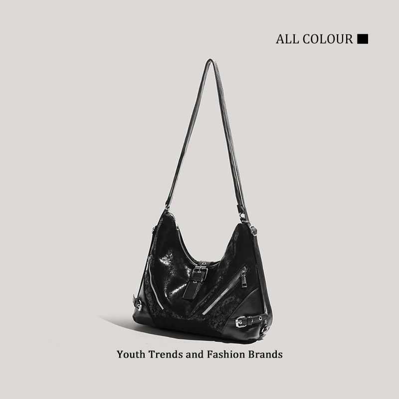 One-shoulder Bag, Capacious Travel Shoulder Bag, Black, Lightweight 0.3 kg