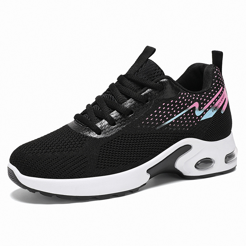 Zapatos mujer 2025 verano nuevo estilo cojín de aire deportes tejido volador zapatos casuales fabricantes suela suave transpirable comercio exterior zapatos transpirables mujeres