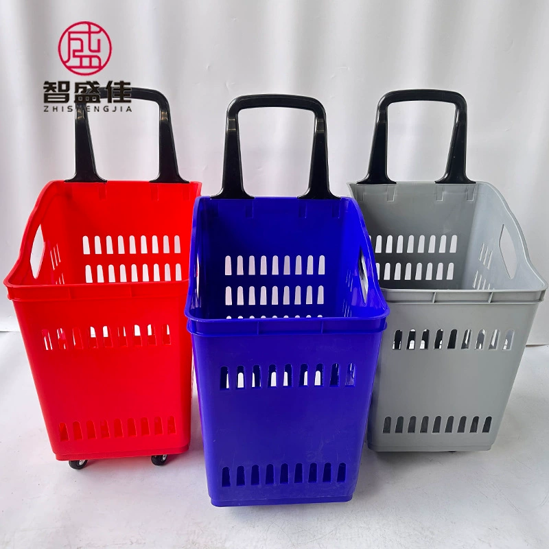Производители спот прямых волос торговый центр с высокой спинкой 4 колеса стянуть корзину большой емкости 60LPP пластиковый супермаркет корзина для покупок