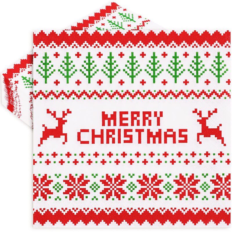 Cross-border Christmas Red Sweater Cute Kidsren's Birthday Party Napkin Cross-border Christmas Red Sweater Cute Kidsren's Birthday Party Napkin