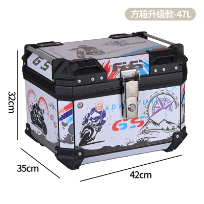 and Anti-Fall Resistant | Motorcycle trunk - gs-knight-sticker-square-box-upgraded-pp-material-47-liters-with-lining-and-backrest