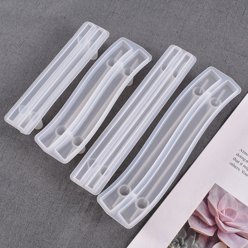 DIY crystal resin tool handle mold, 4 styles of 3D tray coaster handle mirror resin silicone mold