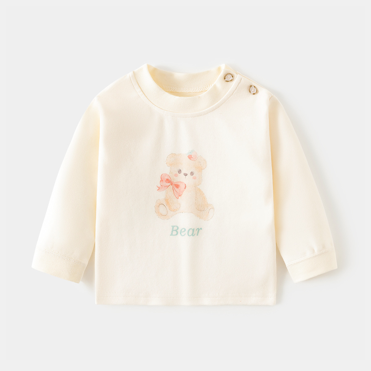 Camiseta de algodón para bebés con estampado vintage de dibujos animados y abertura en el hombro, ropa interior para primavera y otoño, mayorista