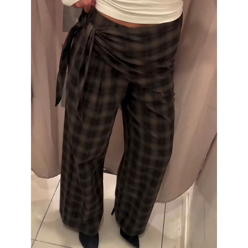 Japón y Corea del Sur estilo casual pantalones rectos a cuadrícula versátiles mujeres 2026 nuevo estilo transfronterizo Europa y Estados Unidos comercio exterior al por mayor image 4