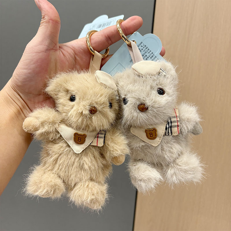 Creative European-Style Mink Milan Bear Plush Toy Keychain Car Keyring Decoration Cute Cartoon Doll Keychain