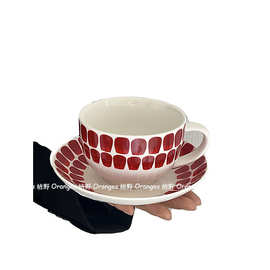 HX中古红点点芬兰24小时同款咖啡杯碟拿铁咖啡杯水杯复古下午茶杯