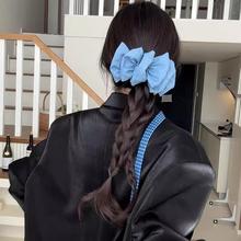 秋冬新款蓝色牛仔泡泡云朵鸭嘴夹超仙发量加大号后脑勺横夹头饰