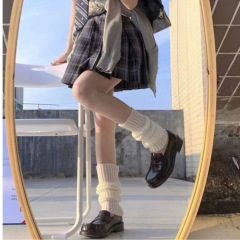 日系学院风灰色阔腿套秋冬毛边堆堆袜y2k辣妹简约百搭小腿袜套