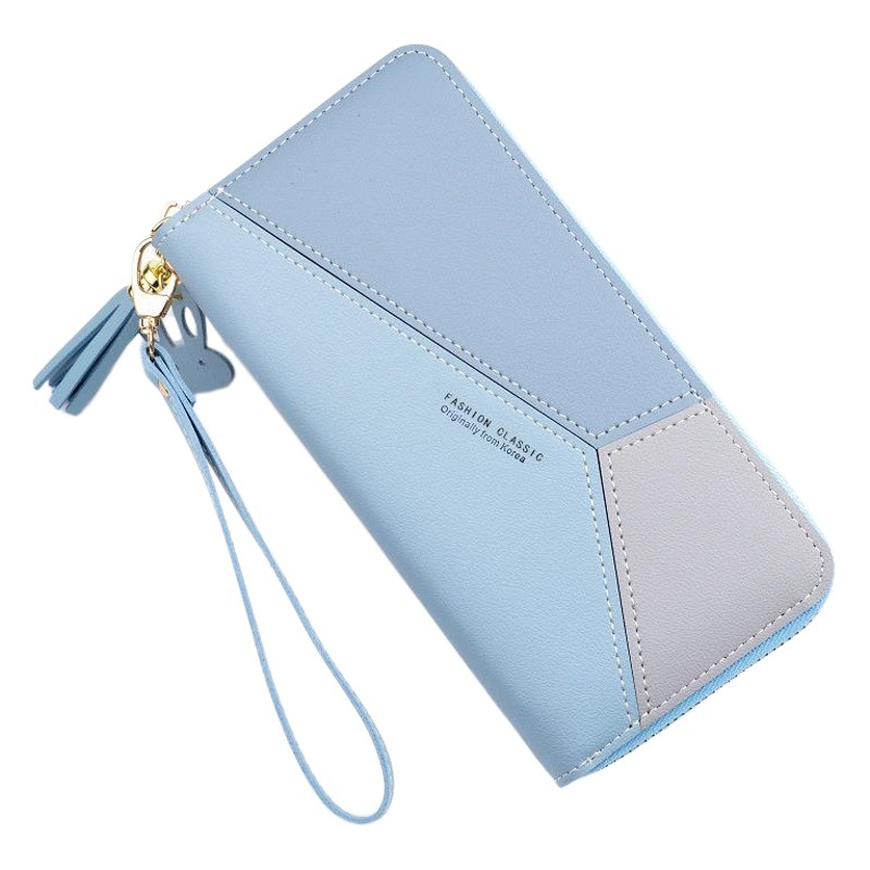 New Women's Wallet Women's Long Clutch Bag Japanese and Korean Fashion Contrasting Zipper Tassel Large Capacity Wallet Mobile Phone Bag