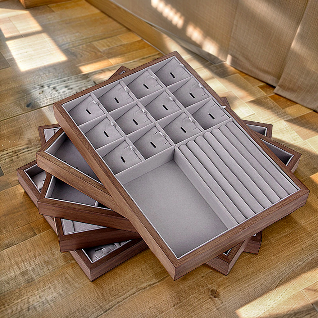 现货批发木制复古手表戒指项链手镯珠宝饰品首饰展示托盘