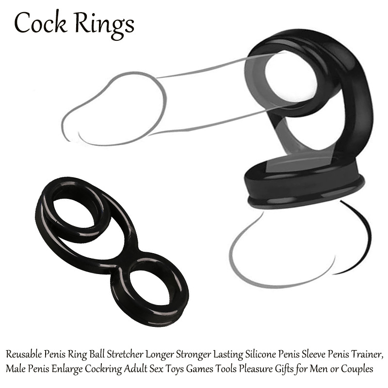 Double Locking Delay Ring, TPE Manual Couples Penis Ring, Black — detail image 1