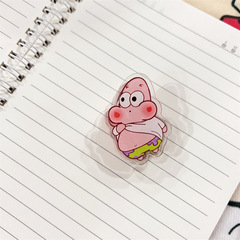 SpongeBob SquarePants Handbook Clip Double-sided Girly Heart Fish Tail Clip Transparent Acrylic Desktop Storage Cartoon Clip