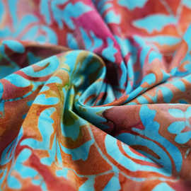 民族风  彩色油画印花纯棉布料春夏吊带连衣裙设计师服装面料