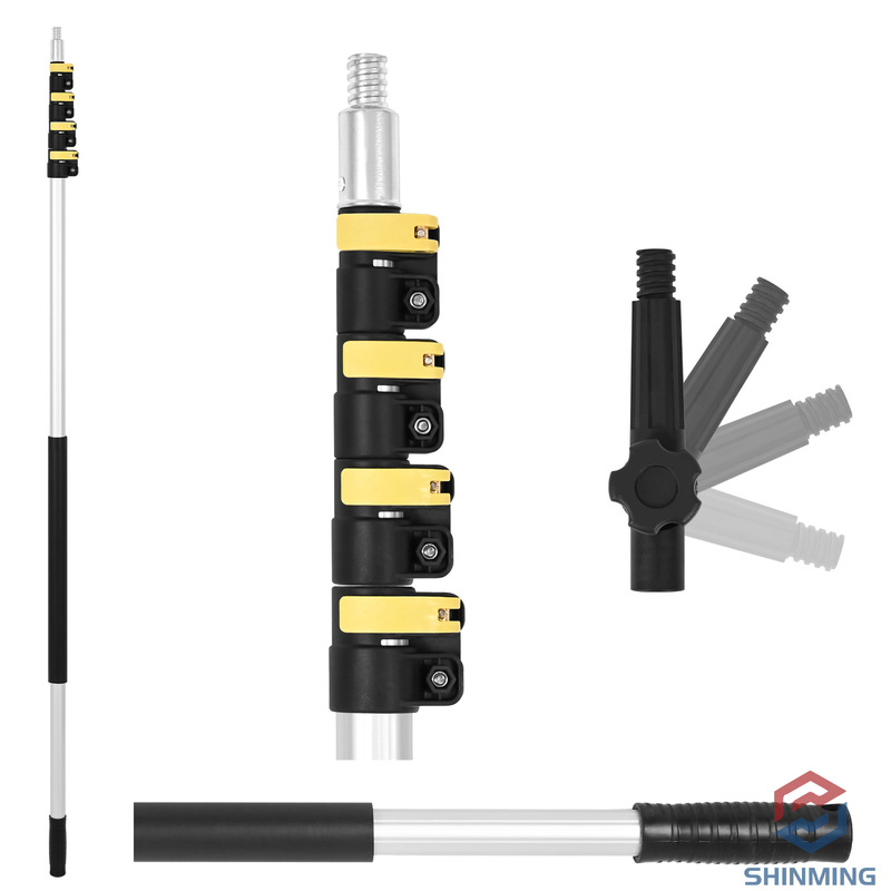 Lightweight Sturdy 6 to 24 Feet Telescopic Extension Rod with Metal Tip for Paint Duster Window Cleaning