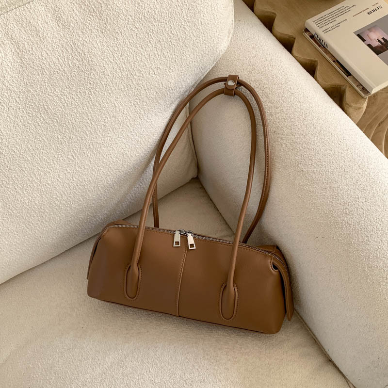 Korean Style Retro Suede Shoulder Baguette Bag For Women, High-End Large Capacity Underarm Bag, Trendy Versatile Handbag - Thumbnail 3