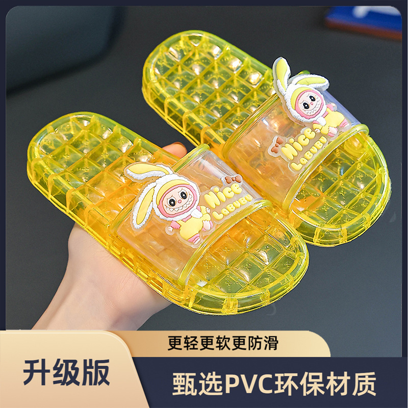 儿童水晶透明拖鞋男童女童不吸水不臭脚卡通镂空防滑防臭抗菌凉拖|undefined