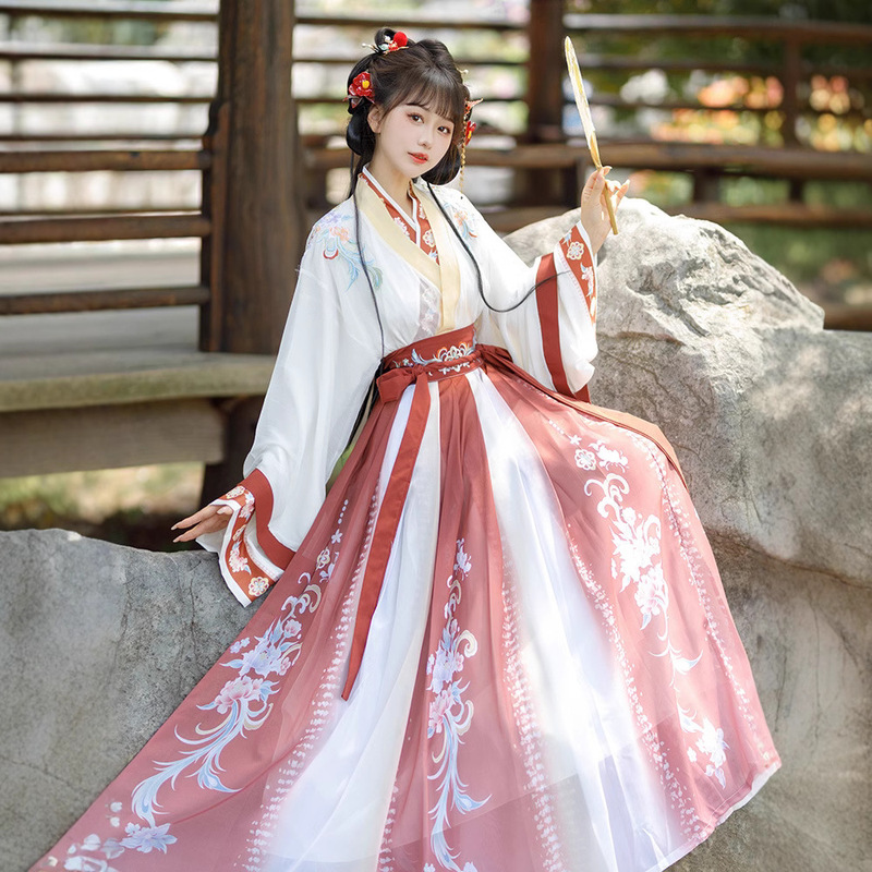 Honghu Zhi 2024 Original Hanfu Jin-made Hanfu Women's Waist-length Skirt Chinese-style Embroidered Super Immortal Daily Spring and Autumn Style
