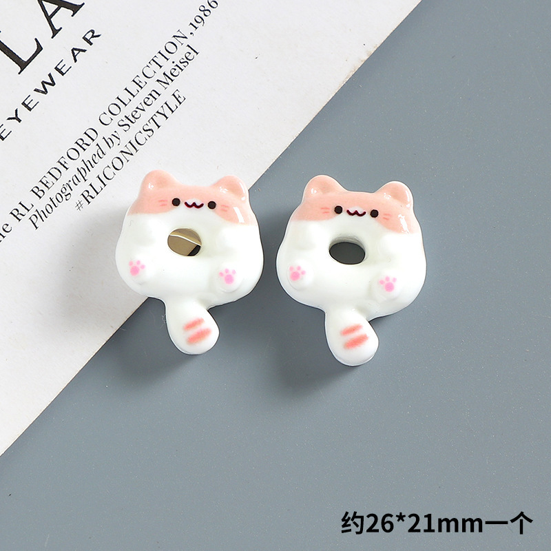 漫画かわいい子猫ドーナツクリーム接着剤 diy 携帯電話ケースヘアピン冷蔵庫マグネット手作り樹脂ジュエリーアクセサリー|undefined