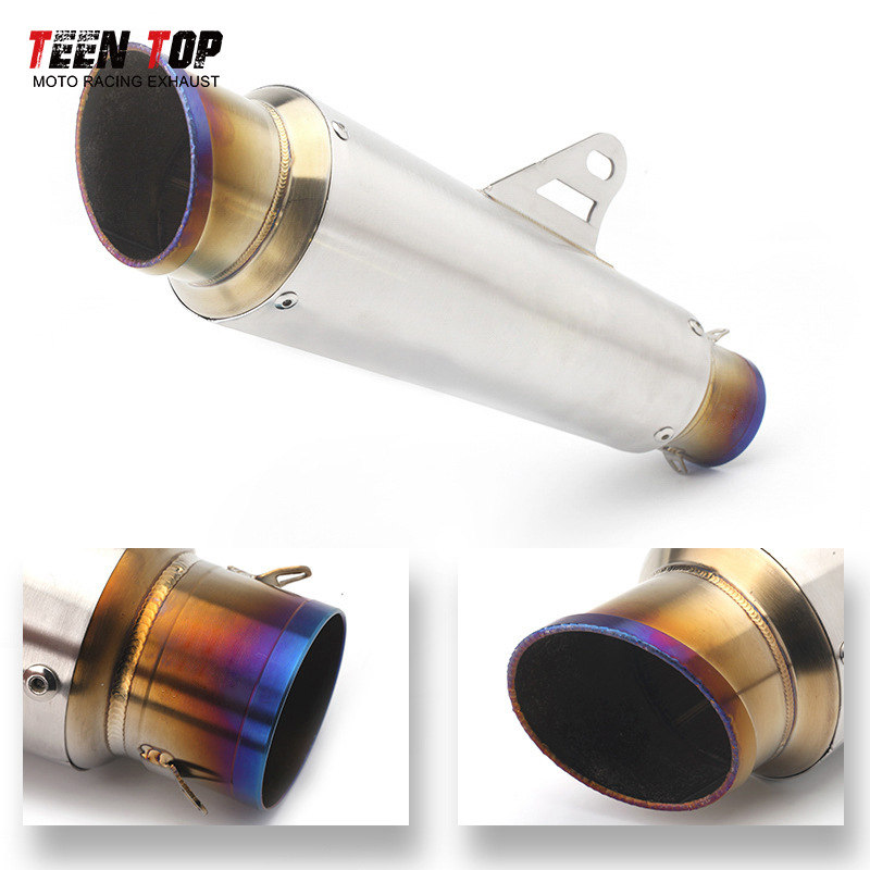 Suitable for Motorcycle Gsx250/Mt07/Msx125 Modified Exhaust Pipe Shark Mouth Dual Blue Universal Tail Section
