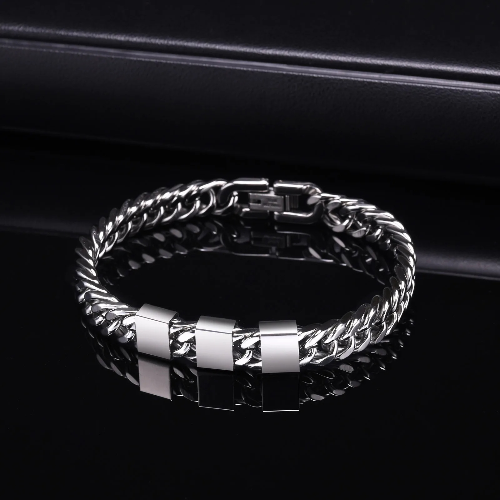 Armband med cubansk länk i rostfritt stål för män_voghion.com