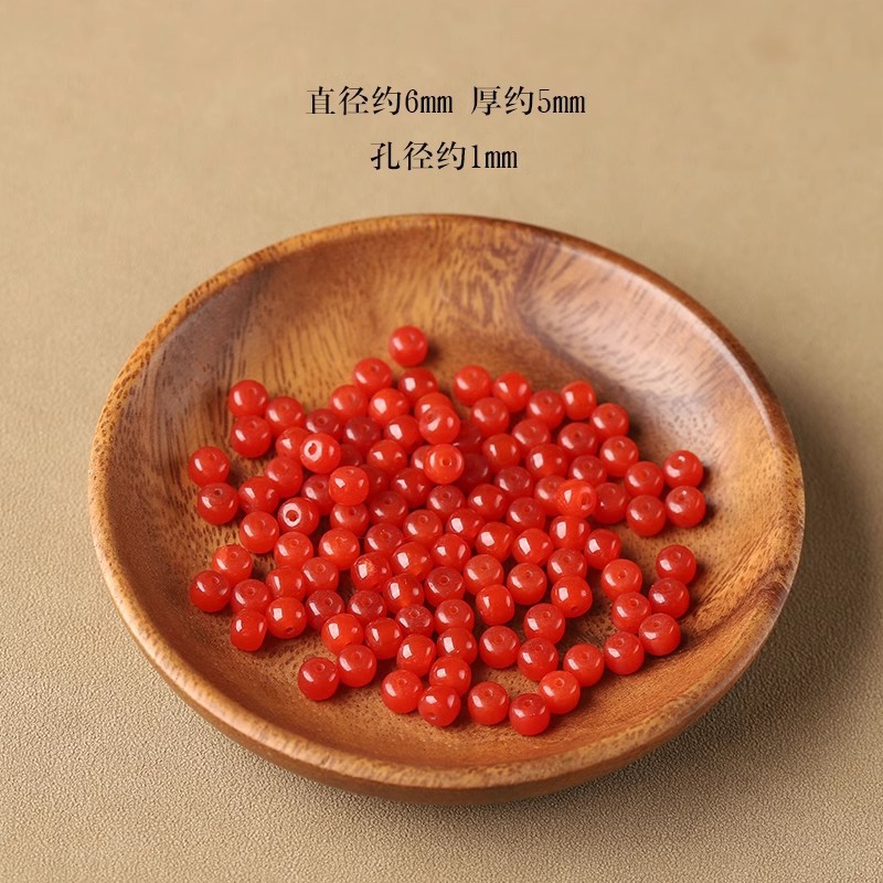 7a southern red barrel beads about 5x6mm/5 pieces