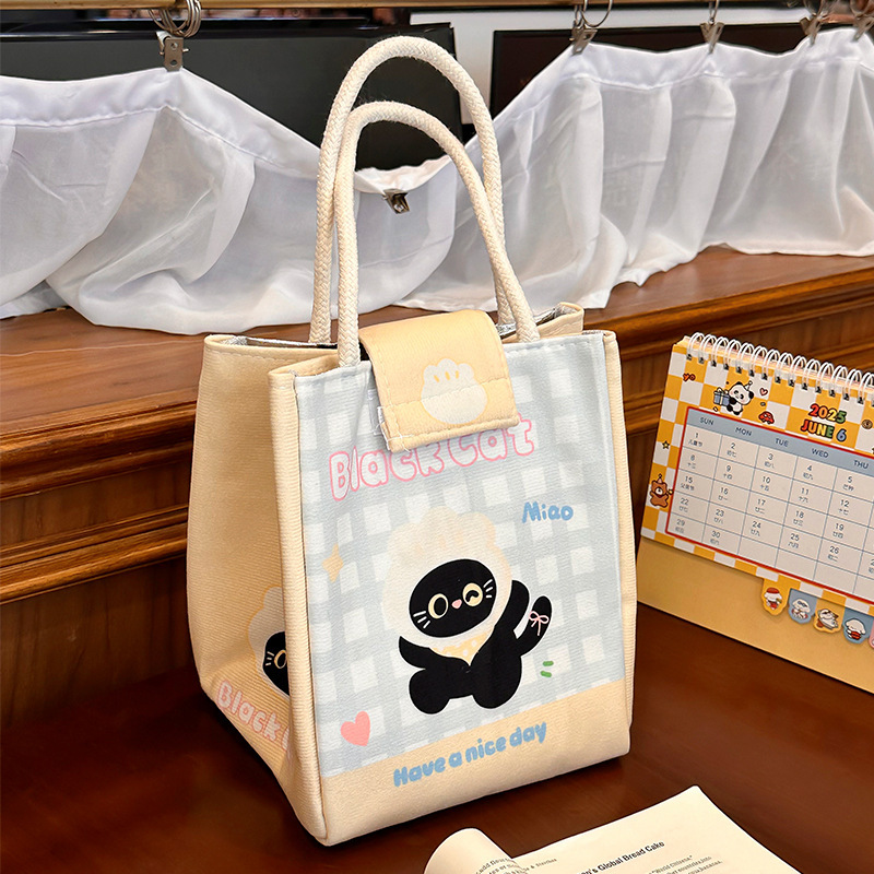 可爱饭盒袋手提包学生上班族早餐包保温袋便携加厚午餐带饭便当包|undefined