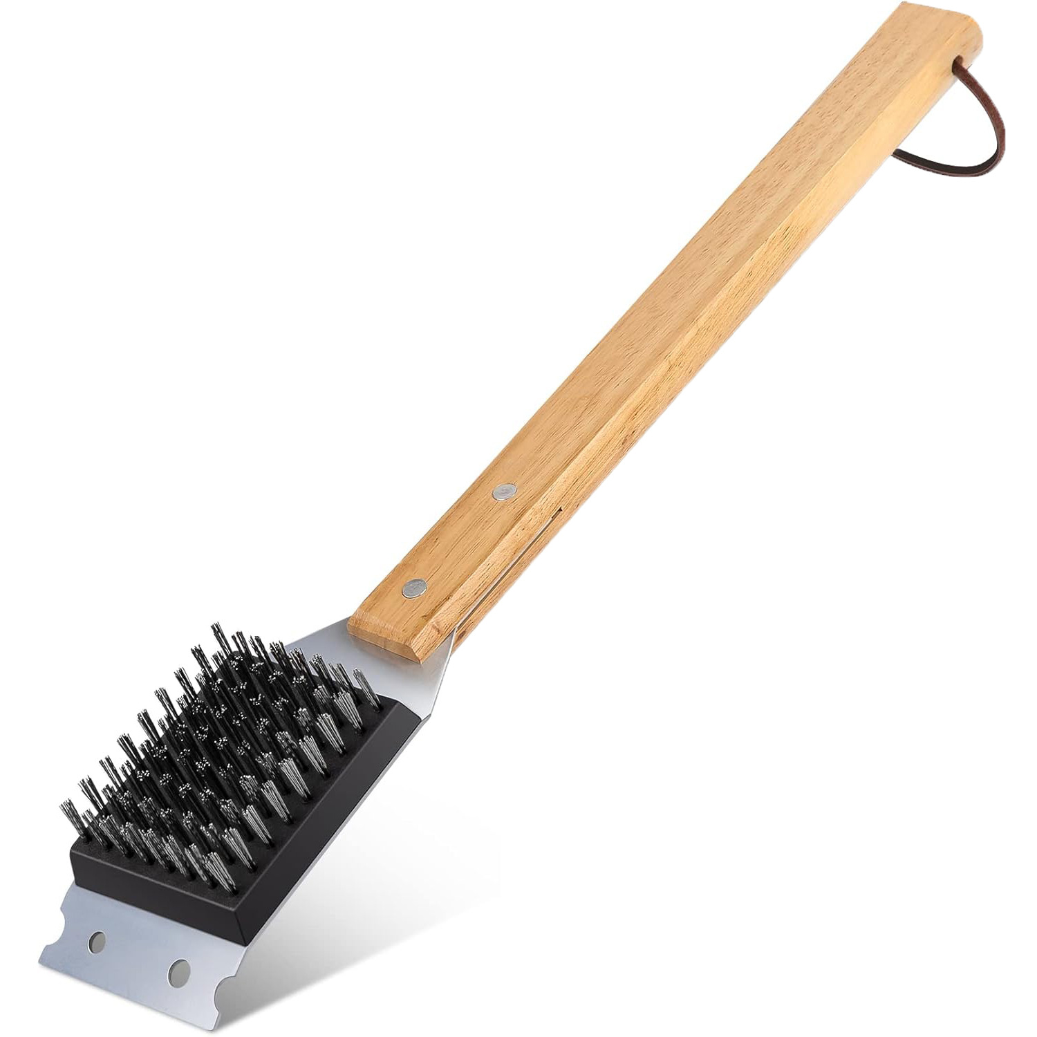 Venta caliente transfronteriza spot Amazon nuevo cepillo de barbacoa cepillo de limpieza cepillo de alambre al aire libre BBQ mango de madera cepillo de barbacoa