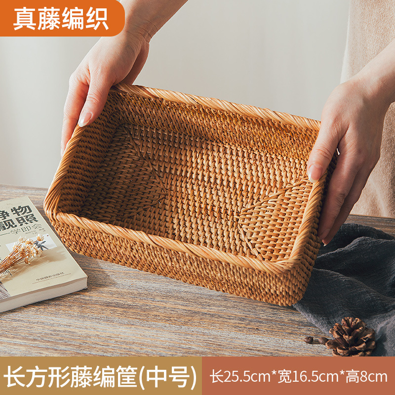 Cesta de almacenamiento de ratán, cesta de frutas, cesta para bollos al vapor, cesta de bambú para pan y refrigerios, cesta de picnic