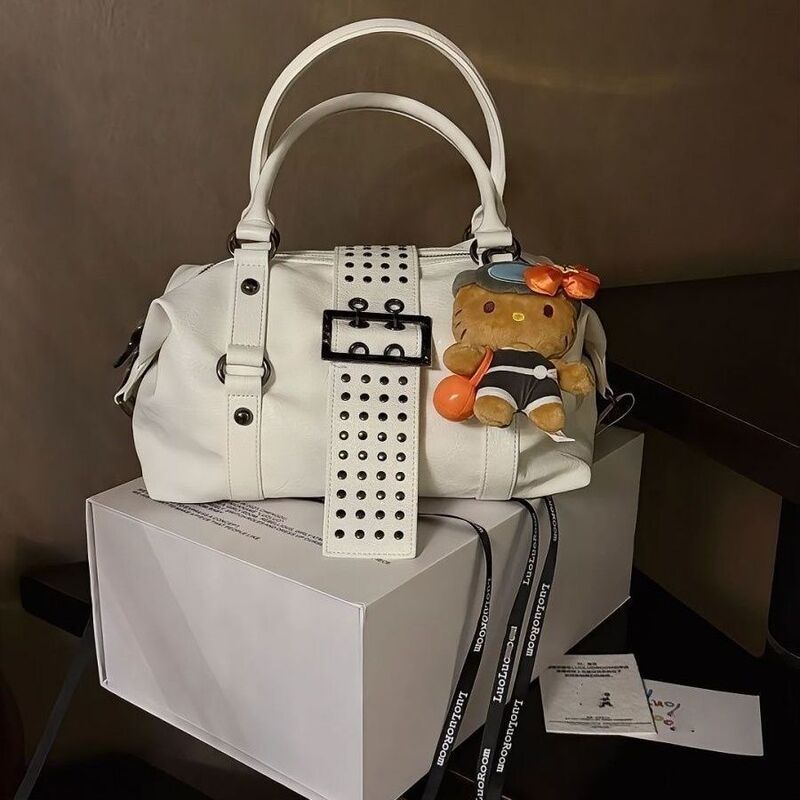 2026 New Rivet-Studded Motorcycle-Style Women's Shoulder Crossbody Bag with Decorative Black Tote, Ready for Delivery 2026 New Rivet-Studded Motorcycle-Style Women's Shoulder Crossbody Bag with Decorative Black Tote, Ready for Delivery
