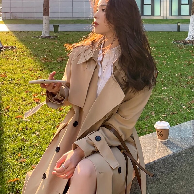 风衣外套女春秋2025年新款流行中长款小个子英伦风高级感过膝大衣|undefined