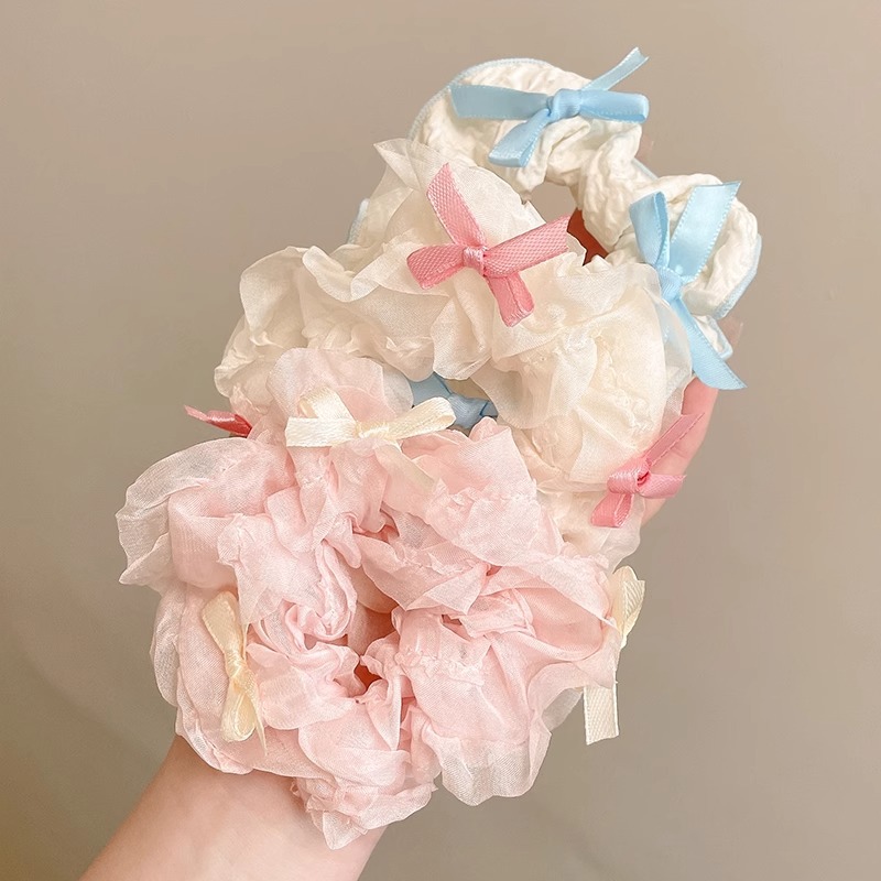 Anillo de cabello coreano de encaje de intestino grueso femenino tierno lado cabello de cola de cabello flores de cabello super grandes tiras de goma cabello de intestino grueso