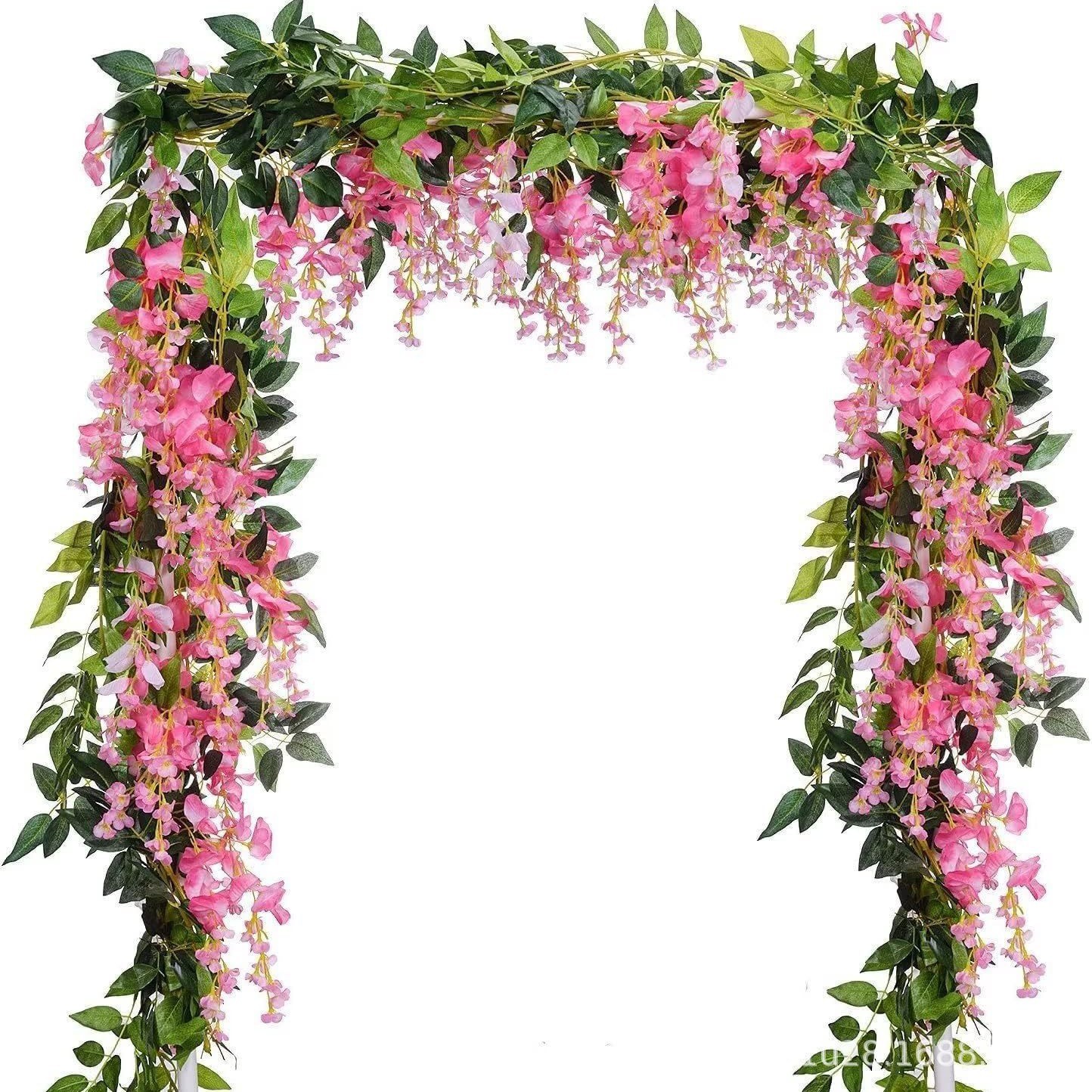 Filamento corto de flores de wisteria 5 - 1 rosa