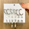 YT-12877C type pearl earring set 9 pairs set silver