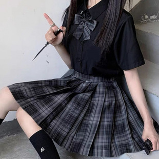 Class Uniform Jk Uniform Suit Genuine Full Set Summer Plaid Skirt Three-Piece Set Dark Preppy Style Student Uniform Japanese Style Style