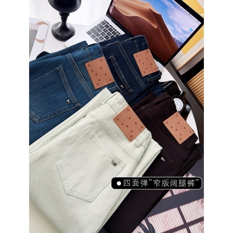 Autumnal slim-fit wide-leg jeans for women, retro style, slimming effect, straight-leg design, twin-style, high-waisted, straight-leg, wholesale and dropshipping available Autumnal slim-fit wide-leg jeans for women, retro style, slimming effect, straight-leg design, twin-style, high-waisted, straight-leg, wholesale and dropshipping available