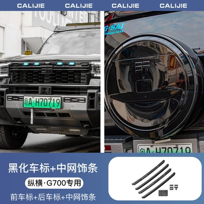 Suitable for Zongheng G700 Black Warrior Car Logo Decoration Stickers, Blackened Logo on the Front and Rear, Grille Trim, Modified Decorative Accessories (Car logo) - zongheng-g700front-rear-car-logo-center-mesh-trim-glossy-black-style-8-piece-set