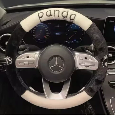 Cute Non-Slip Universal Female Handlebar – Steering wheel cover - o-shaped-panda-double-handlebar-cover-38cm
