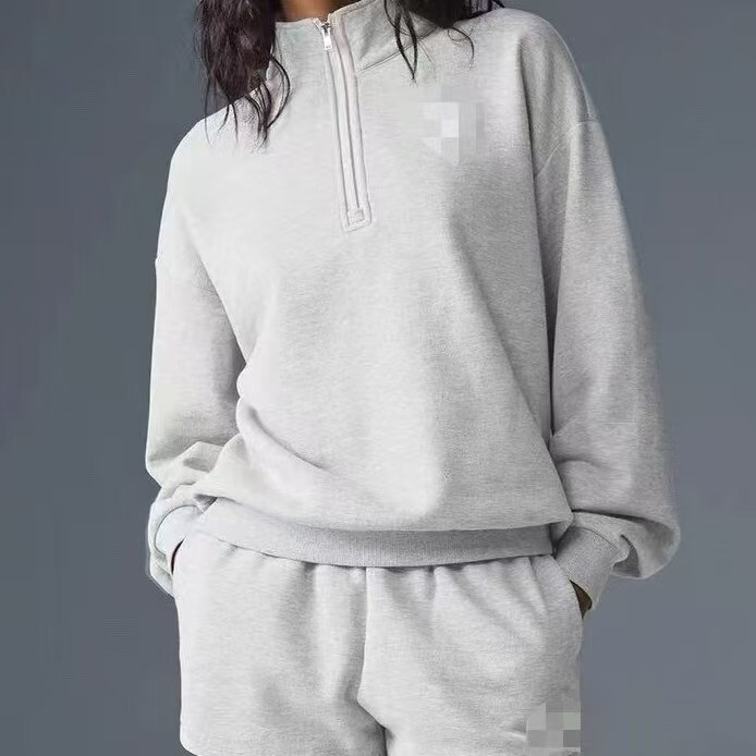 Cross-Border Al0 Sweatshirt for Men and Women, Autumn and Winter Thickened Yoga Loose Jacket, Stand Collar Slimming Coat, Fitness Sports Top