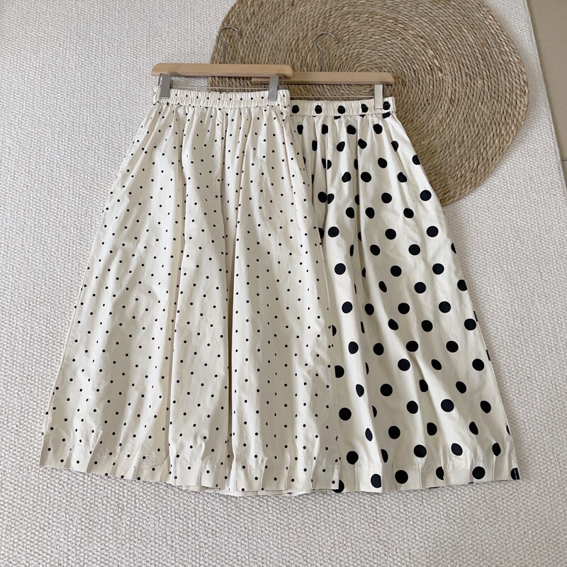 Summer Cotton Polo Dot Loose Style Slimming Wide Leg Full-elastic Waist Thin Casual Pants Yamamoto Pants Culottes