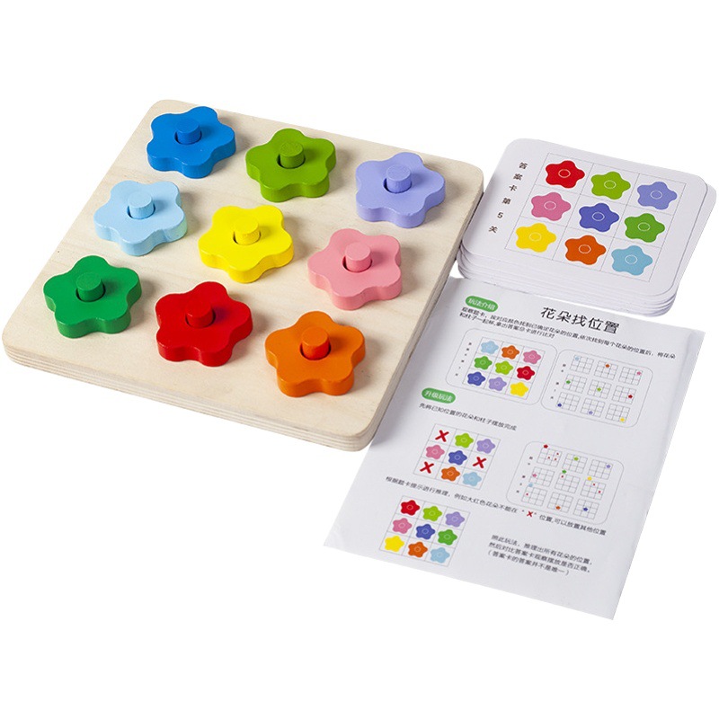 Madera forma geométrica flor conjunto columna de los niños educación temprana montón Torre bloques color rompecabezas cognitivo juego juguetes educativos