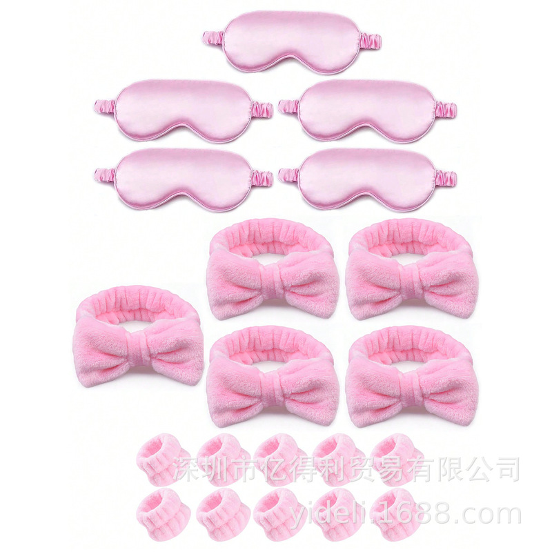 Pink, purple, and rose red sleep mask, headband, wristband set, bridesmaid gift, hairdressing set, spa party, wedding